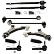 10-Piece Kit Front, Driver and Passenger Side, Inner and Outer, Lower Control Arms, Includes (2) Control Arm, (2) Steering Rack Boot, (2) Sway Bar Link, and (4) Tie Rod End