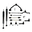 12-Piece Kit Front, Driver and Passenger Side, Upper Control Arms, Includes (2) Ball Joint, (2) Control Arm, (2) Shock Absorber, (2) Sway Bar Link, and (4) Tie Rod End
