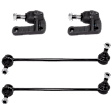 4-Piece Kit Front, Driver and Passenger Side, Lower Ball Joint, includes (2) Ball Joint, (2) Sway Bar Link, and (2) Tie Rod End