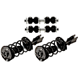 4-Piece Kit Front, Driver and Passenger Side Fully Loaded Strut, Includes (2) Shock Absorber and Strut Assembly and (2) Sway Bar Link