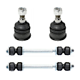 4-Piece Kit Front, Driver and Passenger Side, Lower Ball Joint, includes (2) Ball Joint, (2) Sway Bar Link, and (2) Tie Rod End
