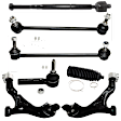 7-Piece Kit Control Arm Includes (2) Control Arm, (1) Steering Rack Boot, (2) Sway Bar Link, and (2) Tie Rod End