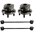 2-Wheel Set Rear, Driver and Passenger Side Wheel Hub, 5 Lugs, With Bearing, Includes (2) Sway Bar Link and (2) Wheel Hub