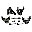 8-Piece Kit Front, Driver and Passenger Side, Inner and Outer, Lower Control Arms, Includes (4) Control Arm, (2) Sway Bar Link, and (2) Tie Rod End
