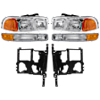 6-Piece Kit Halogen Headlight, Includes (2) Headlight, (2) Headlight Bracket, and (2) Parking Light