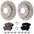 2-Wheel Set Rear Brake Disc and Pad Kit, Cross-drilled and Slotted 5 Lugs 266.95 mm, Includes (1) Brake Pad Set and (2) Brake Disc