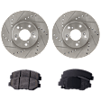 2-Wheel Set Front Brake Disc and Pad Kit, Cross-drilled and Slotted 5 Lugs 281.94 mm, Includes (1) Brake Pad Set and (2) Brake Disc