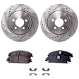 2012-2019 Dodge Challenger - 2-Wheel Set Front Brake Disc and Pad Kit, Cross-drilled and Slotted 5 Lugs 344.93 mm, Includes (2) Disc and (1) Pad Set