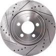2012-2019 Dodge Challenger - 2-Wheel Set Front Brake Disc and Pad Kit, Cross-drilled and Slotted 5 Lugs 344.93 mm, Includes (2) Disc and (1) Pad Set