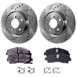 2-Wheel Set Front Brake Disc and Pad Kit, Cross-drilled and Slotted 5 Lugs 320.04 mm, Includes (1) Brake Pad Set and (2) Brake Disc