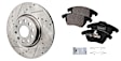 2016 Volkswagen Jetta - 2-Wheel Set Front Brake Disc and Pad Kit, Cross-drilled and Slotted, 311.91 mm, 2.0L 4Cyl, Includes (2) Disc and (1) Pad Set