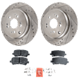 2015-2017 Honda Odyssey - 2-Wheel Set Rear Brake Disc and Pad Kit, Cross-drilled and Slotted 5 Lugs 334 mm, Includes (2) Brake Disc and (1) Brake Pad Set
