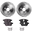 2021 Toyota Prius Prime - 2-Wheel Set Rear Brake Disc and Pad Kit, Cross-drilled and Slotted, 5 Lugs, 259.08 mm, 1.8L 4Cyl, Includes (2) Disc and (1) Pad Set