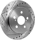 2021 Toyota Prius Prime - 2-Wheel Set Rear Brake Disc and Pad Kit, Cross-drilled and Slotted, 5 Lugs, 259.08 mm, 1.8L 4Cyl, Includes (2) Disc and (1) Pad Set