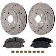 2-Wheel Set Front Brake Disc and Pad Kit, Cross-drilled and Slotted 5 Lugs 316.2 mm, Includes (1) Brake Pad Set and (2) Brake Disc