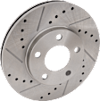 2-Wheel Set Front Brake Disc and Pad Kit, Cross-drilled and Slotted 5 Lugs 276 mm, Includes (2) Disc and (1) Pad Set