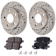 2-Wheel Set Rear Brake Disc and Pad Kit, Cross-drilled and Slotted 5 Lugs 270 mm, Includes (1) Brake Pad Set and (2) Brake Disc