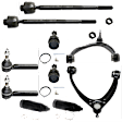 10-Piece Kit Front, Driver and Passenger Side, Upper and Lower, Inner and Outer Control Arms, Includes (2) Ball Joint, (2) Control Arm, (2) Steering Rack Boot, and (4) Tie Rod End