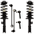 6-Piece Kit Fully Loaded Struts, Includes (2) Loaded Strut, (2) Sway Bar Link, and (2) Tie Rod End