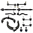 12-Piece Kit Front and Rear, Driver and Passenger Side, Upper and Lower, Inner and Outer Control Arms, Includes (2) Ball Joint, (2) Control Arm, (4) Sway Bar Link, and (4) Tie Rod End
