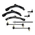 8-Piece Kit Control Arm Includes (3) Control Arm, (2) Sway Bar Link, and (3) Tie Rod End