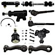 9-Piece Kit Front Idler Arm Bracket, Includes (2) Ball Joint, (1) Idler Arm, (1) Idler Arm Bracket, (1) Pitman Arm, (1) Sway Bar Link, (1) Tie Rod Adjusting Sleeve, and (2) Tie Rod End
