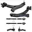 6-Piece Kit Control Arm Includes (2) Control Arm and (4) Tie Rod End