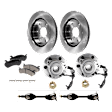 2-Wheel Set Front Brake Kit with Axle Assembly and Wheel Hubs, Plain Surface, 6 Lugs, 305.05 mm, Ceramic, Includes (2) Axle Assembly, (2) Disc, (1) Pad Set, and (2) Wheel Hub