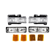 1999 GMC Yukon - 8-Piece Kit Driver and Passenger Side Halogen Headlight, With bulb(s), For Models Without Denali Package, OE Replacement,  Includes (2) Headlight, (2) Reflector, (2) Side Marker, and (2) Turn Signal Light