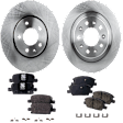 4-Wheel Set Front and Rear Brake Disc and Pad Kit, Plain Surface 5 Lugs Front-299.97 mm/Rear-288.04 mm, Includes (4) Disc and (2) Pad Set