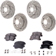 4-Wheel Set Front and Rear Brake Disc and Pad Kit, Cross-drilled and Slotted 5 Lugs Front-275 mm/Rear-268.99 mm, Includes (4) Brake Disc and (2) Brake Pad Set
