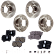 4-Wheel Set Front and Rear Brake Disc and Pad Kit, Plain Surface 6 Lugs Front-318.77 mm/Rear-311.91 mm, Includes (2) Brake Pad Set and (4) Brake Disc