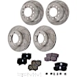 4-Wheel Set Front and Rear Brake Disc and Pad Kit, Cross-drilled and Slotted 6 Lugs Front-318.77 mm/Rear-311.91 mm, Includes (2) Brake Pad Set and (4) Brake Disc