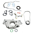 3-Piece Kit Oil Pump, includes (1) Oil Pump, (1) Timing Chain Kit, and (1) Timing Cover Gasket