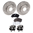 2003 Chevrolet S10 - 6-Piece Kit Front, Driver and Passenger Side Wheel Hub, 4-Wheel ABS, 4WD, 5 Lugs, With Bearing, With Sensor,  Includes (2) Brake Disc, (1) Brake Pad Set and (2) Wheel Hub