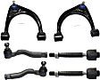 6-Piece Kit Front, Driver and Passenger Side, Upper Control Arm Kit, Includes (2) Control Arm and (4) Tie Rod End