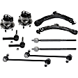 10-Piece Kit Front, Driver and Passenger Side Control Arm Kit, Includes (2) Control Arm, (2) Sway Bar Link, (4) Tie Rod End, and (2) Wheel Hub