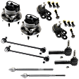 10-Piece Kit Front Suspension Kit, Includes (2) Ball Joint, (2) Sway Bar Link, (4) Tie Rod End, and (2) Wheel Hub