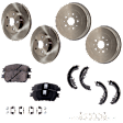 8-Piece Kit Front and Rear Brake Disc and Drum Kit, Plain Surface, 5 Lugs, Ceramic Pad Material, includes (2) Brake Disc, (2) Brake Drum, (1) Brake Pad Set, and (1) Brake Shoe Set