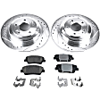 2-Wheel Set Rear Brake Disc and Pad Kit, Cross-drilled and Slotted 5 Lugs 313.94 mm Ceramic Pro-Line Series, Includes (1) Brake Disc and (1) Brake Pad Set