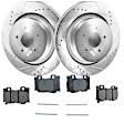 2-Wheel Set Rear Brake Disc and Pad Kit, Cross-drilled and Slotted 5 Lugs 355.09 mm Organic Pro-Line Series, Includes (1) Brake Disc and (1) Brake Pad Set