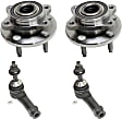 4-Piece Kit Front, Driver and Passenger Side Suspension Kit, Includes (2) Tie Rod End and (2) Wheel Hub