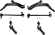 6-Piece Kit Front, Driver and Passenger Side, Lower Control Arm Kit, Includes (2) Control Arm, (2) Sway Bar Link, and (2) Tie Rod End