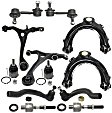 12-Piece Kit Front, Driver and Passenger Side, Upper and Lower Control Arm Kit, Includes (2) Ball Joint, (4) Control Arm, (2) Sway Bar Link, and (4) Tie Rod End