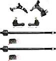 6-Piece Kit Front, Driver and Passenger Side, Lower Control Arm Kit, Includes (2) Control Arm and (4) Tie Rod End