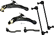 6-Piece Kit Front, Driver and Passenger Side, Lower Control Arm Kit, Includes (2) Control Arm, (2) Sway Bar Link, and (2) Tie Rod End