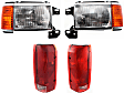 1990-1991 Ford F-350 - 4-Piece Kit Driver and Passenger Side Halogen Headlight, With bulb(s), OE Replacement, Includes (2) Headlight and (2) Tail Light