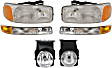 2007 GMC Sierra 2500 HD Classic - 6-Piece Kit Driver and Passenger Side Halogen Headlight, With bulb(s),  Old Body Style, OE Replacement, Standard Cab Pickup,  Includes (2) Fog Light, (2) Headlight, and (2) Parking Light