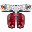 2007 Dodge Ram 1500 - 4-Piece Kit Driver and Passenger Side Halogen Headlight, With bulb(s), OE Replacement,  Includes (2) Headlight and (2) Tail Light