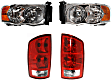 2002-2005 Dodge Ram 1500 - 4-Piece Kit Driver and Passenger Side Halogen Headlight, With bulb(s), OE Replacement, Includes (2) Headlight and (2) Tail Light